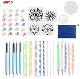 48Pcs Mandala Puntjes Gereedschap Set Voor Schilderen Rock Steen Acryl Verf Stencil Punt Pen Palet Kit