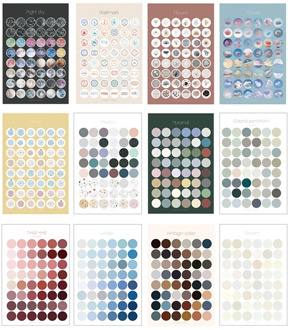 48pcs Morandi Series Circle Stickers Round Dot Stickers For Diy Decorative Diary Planner Scrapbooking Photo Ablums