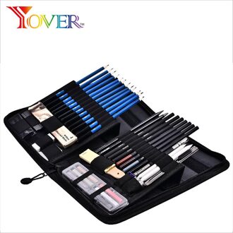 48Pcs Potlood Set Professionele Schetsen Tekening Kit Hout Potlood Potlood Zakken Voor Schilder Scholieren Schetsen Art Supplies