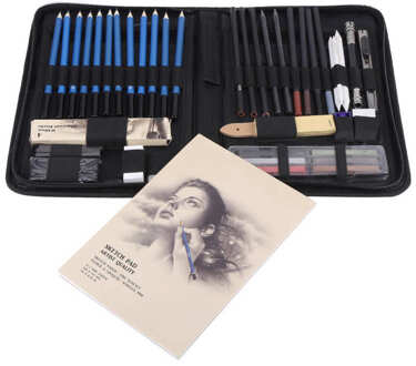 48Pcs Professionele Schetsen Tekening Potloden Kit Draagtas Art Schilderen Tool Set Student Zwart Voor Tekening Schetsen En Schrijven