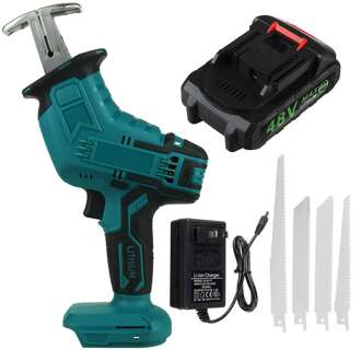 48V Draadloze Elektrische Zag Reciprozaag Voor Houtbewerking Metal Snijden Diy Power Tool Met 4 Zaagbladen + 2 batterij 1 accu