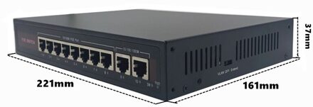 48V Ethernet Poe Switch Met 5/8/16 10/100Mbps Poort Ieee 802.3 Af/At Geschikt voor Ip Camera/Draadloze Ap/Cctv Camera Systeem 8(100M)-2(1000M)