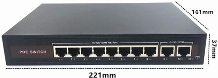 48V Ethernet Poe Switch Met 5/8/16 10/100Mbps Poort Ieee 802.3 Af/At Geschikt voor Ip Camera/Draadloze Ap/Cctv Camera Systeem 8(100M)-2(100M)