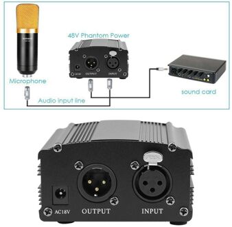 48V Phantom Voeding met Een XLR Audio Kabel en AC220V EU Adapter voor Condensator Microfoon Studio Muziek Voice opname
