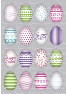 48x Gekleurde paaseieren Vrolijk Pasen stickers Multi