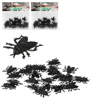 48x Horror decoratie vliegen van plastic 2 cm - Halloween tafel strooi vliegjes 48 stuks