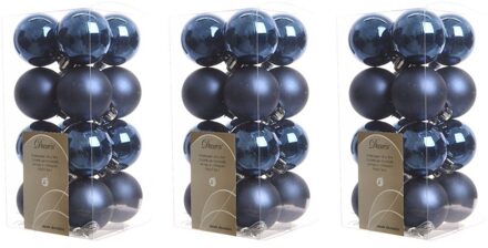 48x Kunststof kerstballen glanzend/mat donkerblauw 4 cm kerstboom versiering/decoratie - Kerstbal