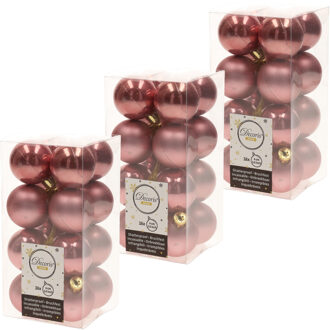 48x Kunststof kerstballen glanzend/mat oud roze 4 cm kerstboom versiering/decoratie - Kerstbal