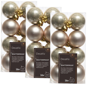 48x Licht parel/champagne kerstballen 4 cm kunststof mat/glans