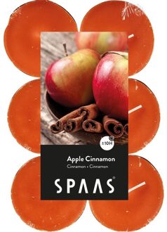 48x Maxi geurtheelichtjes Apple Cinnamon 10 branduren - Geurkaarsen appel/kaneel geur - Grote waxinelichtjes