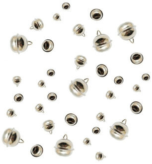 48x Metalen belletjes zilver met oog 12 mm hobby/knutsel benodigdheden - Kerst kersmuts belletjes - Kattenbellen - Hobby- en Knutselmateriaal