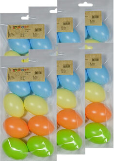 48x Pastel gekleurde kunststof eieren decoratie 6 cm hobby