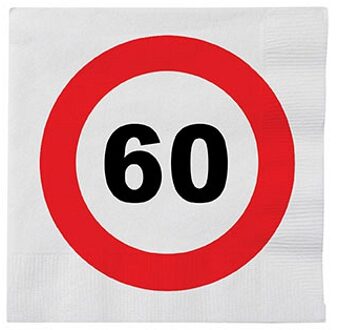 48x Stopbord servetjes 60 jaar - Feestservetten Multikleur