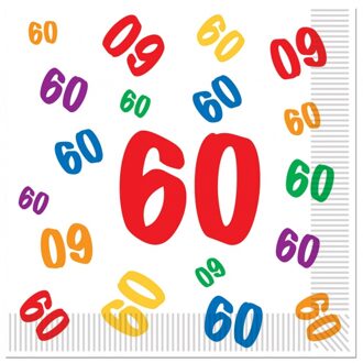 48x stuks 60 jaar leeftijd themafeest servetten 33 x 33 cm papier - 60e verjaardag papieren servetjes