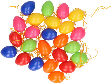 48x stuks gekleurde kunststof Paaseieren - 4 cm - Paaseitjes voor Paastakken - Paasversiering