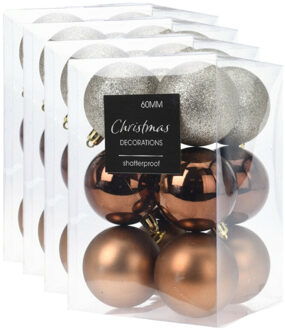 48x stuks kerstballen mix herfstkleuren kunststof 6 cm