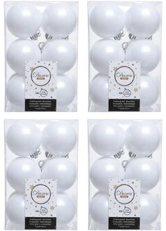 48x Winter witte kerstballen 6 cm kunststof mat