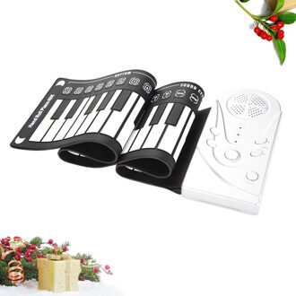 49 Toetsen Roll-Up Keyboard Piano Siliconen Opvouwbare Elektronische Digitale Met Speaker Zonder Batterij (Zilver) wit