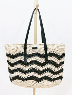49x43CM Wave Stripe Paper Rope Bag Shoulder Female Summer Straw Bag Beach Bag a6320