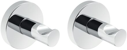 4bathroomz® Oslo set van 2 handoekhaakjes - chroom Zilverkleurig