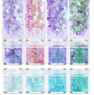 4bottles/Pack UV Epoxy Resin Filling Hexagon Loose Sequins Mixed 1-3mm For DIY Resin Crystal Epoxy Crafts Nail Art Decoration