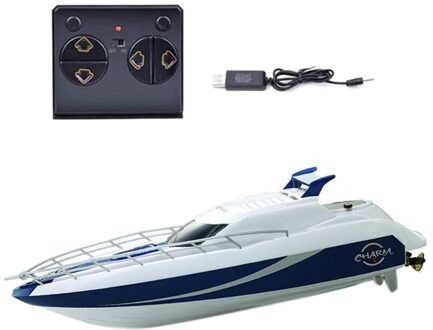 4CH 2.4G Rc Speedboot Super Elektrische Racing Rc Boot Afstandsbediening Hoge Snelheid Kids Kind Speelgoed wit en blauw