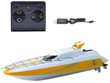 4CH 2.4G Rc Speedboot Super Elektrische Racing Rc Boot Afstandsbediening Hoge Snelheid Kids Kind Speelgoed wit en geel