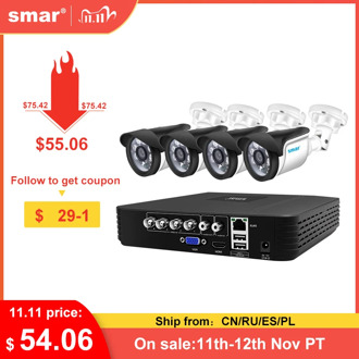 4CH CCTV System 720P/1080P AHD Camera Kit 5 in 1 Video Recorder Surveillance System Outdoor Security Camera Kit Email Alarm