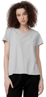 4F Dames h4z22 v hals t-shirt - maat L Grijs