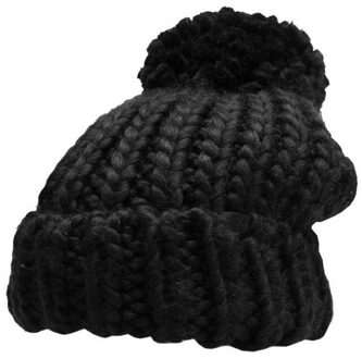 4F Dames pom pom muts Zwart - One size