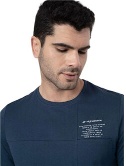4F Heren bedrukt normaal t-shirt Blauw - M