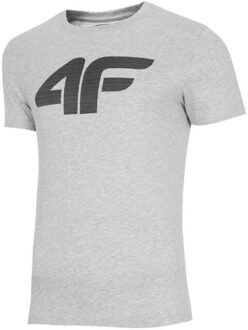 4F Heren h4z22 logo melange lichtgewicht t-shirt - maat M Grijs