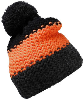 4F Kinder/kinder pom pom muts - maat One size Zwart