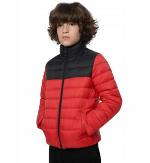 4F Synthetische gewatteerde jas met kleurblok voor jongens - maat 134 Rood