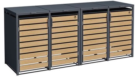 4gardenz® Containerombouw Modulair - Kliko Ombouw Berging - Hoogwaardig Materiaal - Houtlook Grijs