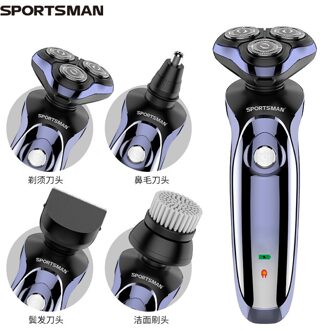4in1 USB Oplaadbare Elektrische Scheerapparaat 4D Drijvende Blade Scheerapparaten Tondeuse Neus Oorhaar Trimmer Men Facial Reinigingsborstel