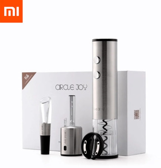 4in1 Xiaomi Mijia Circle Joy Automatic Red Wine Bottle Opener Round Wine Stopper Stainless Steel Electric Corkscrew Gift