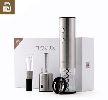 4in1 Youpin Cirkel Vreugde Automatische Rode Wijn Flesopener Ronde Wijn Stop Rvs Elektrische Kurkentrekker