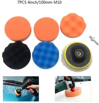 4Inch/5 Inch/7Inch 7 Stuks Polijsten Buffing Pads Met M14 Boor Adapter Voor Auto Polijstmachine wollen Buffer Pad 4duim