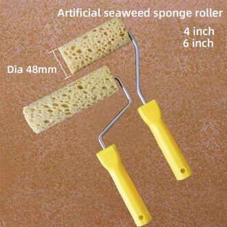 4Inch 6Inch Kunstmatige Zeewier Spons Roller Borstel Artistieke Patroon Roller Muurschildering Gereedschap 4 duim