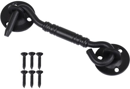 4Inch Slaapkamer Haak Eye Klink Voor Venster Cabine Badkamer Home Security Schuur Deurslot Met 6 Schroeven Rvs rustieke Zwart