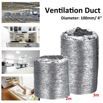 4inch Ventilator Pipe 100mm PVC Aluminum Tube Air Ventilation Pipe Hose Flexible Exhaust Duct 3/2M Air System Vent Bathroom