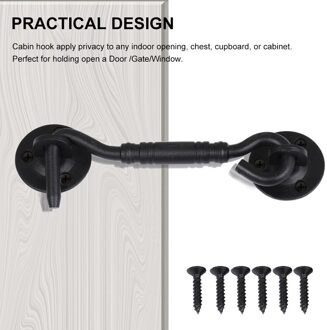 4Inch Zwart Badkamer Cabine Home Security Slaapkamer Voor Venster Roestvrij Staal Rustieke Garage Kast Haak Eye Klink Schuur Deur lock