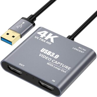 4K 1080P Usb 3.0 Naar Hdmi-Compatibel Video Audio Game Capture Card Met Loop Out Volledige 1080P 60 Opnemen Via Dslr Camcorder