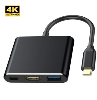 4K Hdmi-Compatibel Adapter Usb C Hd Usb3.0 Converter Hub Adapter Aluminium Macbook Pro Samsung S9 S10 huawei P20 P30 zwart