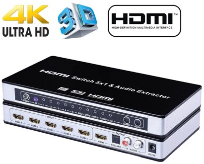 4K Hdmi Schakelaar Afstandsbediening 1.4 Hdmi Schakelaar Toslink Ondersteuning Arc 5 Hdmi Switch Port Hdmi Switcher Splitter Voor PS4 Apple Tv EU plug