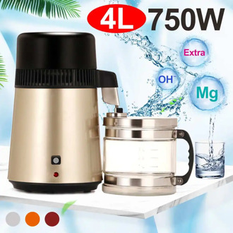 4L 110V/220V Home Pure Water Distiller Filter Water Distillation Machine Purifier Stainless Steel Plastic Jug Carbon Filter