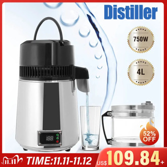 4L 750W Household Pure Water Distiller Electric Stainless Steel Water Purifier Container Filter Distilled Water Machine Glass