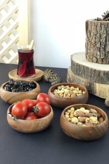 4lü Ronde Presentatie Kom Acacia Boom Snoepgoed Team