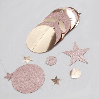 4M Rose Goud Spiegel Papier Banner Star Ronde Vorm Guirlande Banner Verjaardag Wedding Party Baby Shower Chrismas Decoratie Benodigdheden champagne